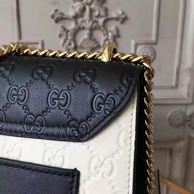 Gucci Padlock Medium Gucci Signature Shoulder Bag 409486 Black White