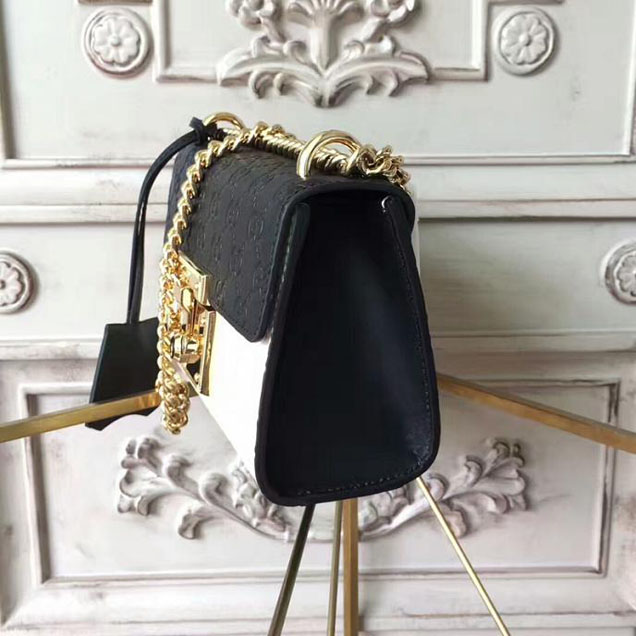 Gucci Padlock Small Gucci Signature Shoulder Bag 409487 Black White