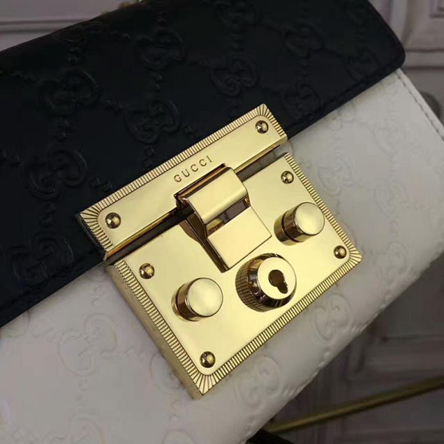 Gucci Padlock Small Gucci Signature Shoulder Bag 409487 Black White