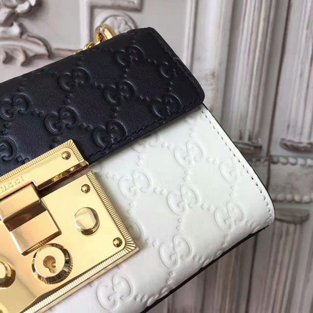 Gucci Padlock Small Gucci Signature Shoulder Bag 409487 Black White