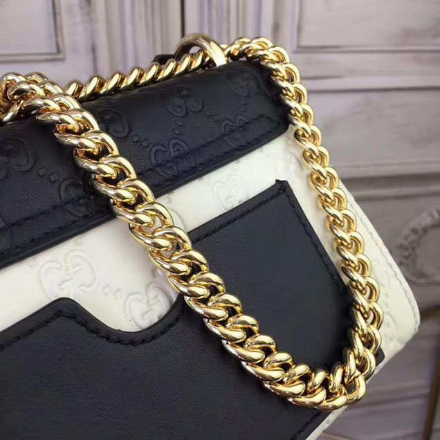 Gucci Padlock Small Gucci Signature Shoulder Bag 409487 Black White
