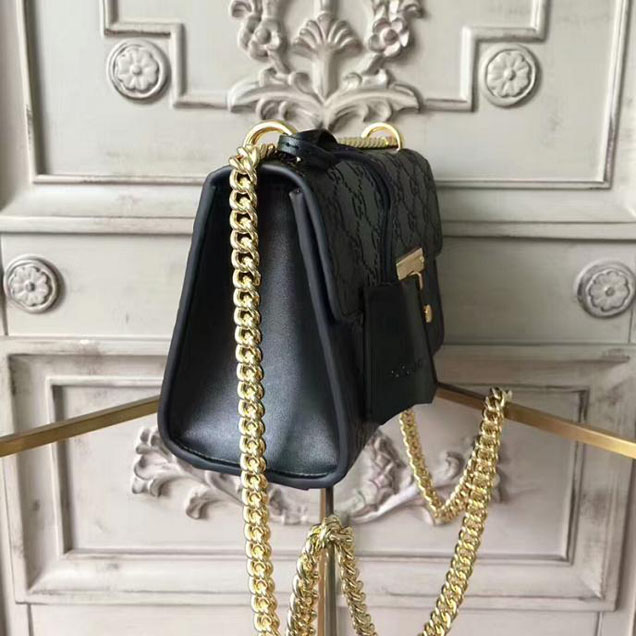 Gucci Padlock Small Gucci Signature Shoulder Bag 409487 Black