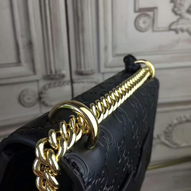 Gucci Padlock Small Gucci Signature Shoulder Bag 409487 Black
