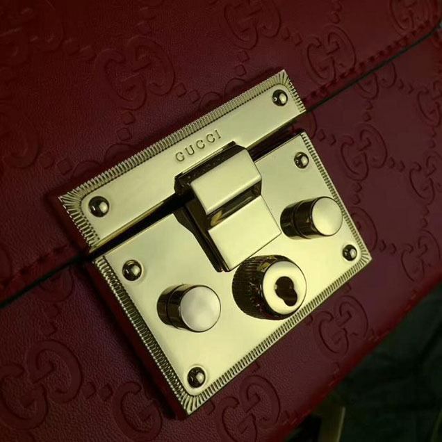 Gucci Padlock Small Gucci Signature Shoulder Bag 409487 Red