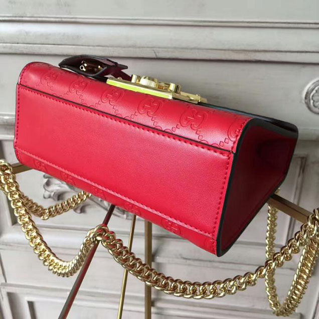 Gucci Padlock Small Gucci Signature Shoulder Bag 409487 Red