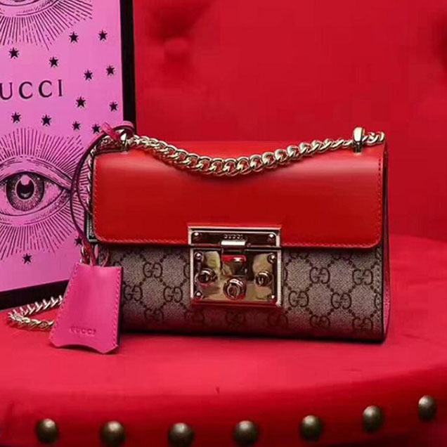 Gucci Padlock Small GG Shoulder Bag 409487 Red