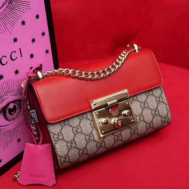Gucci Padlock Small GG Shoulder Bag 409487 Red