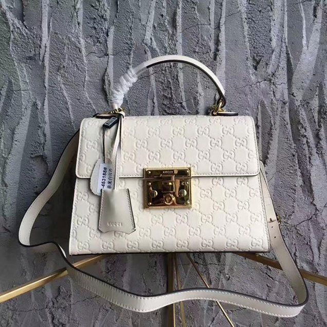 Gucci Padlock Gucci Signature Top Handle Bag 453188 White