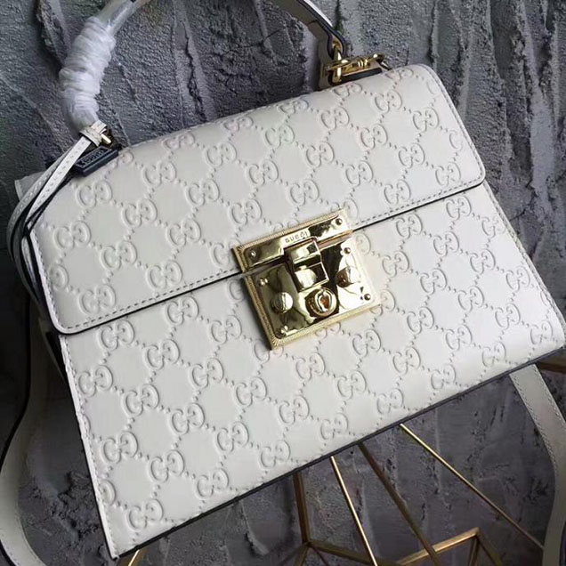Gucci Padlock Gucci Signature Top Handle Bag 453188 White
