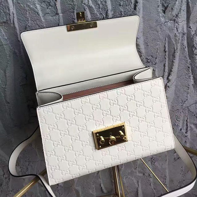 Gucci Padlock Gucci Signature Top Handle Bag 453188 White