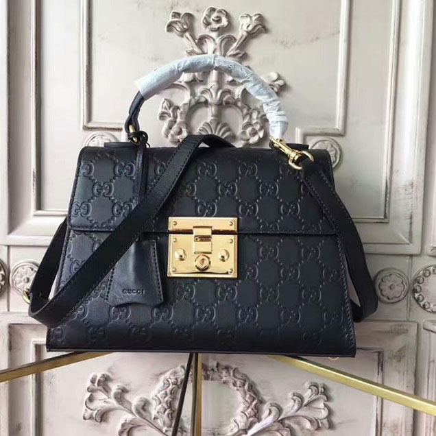 Gucci Padlock Gucci Signature Top Handle Bag 453188 Black