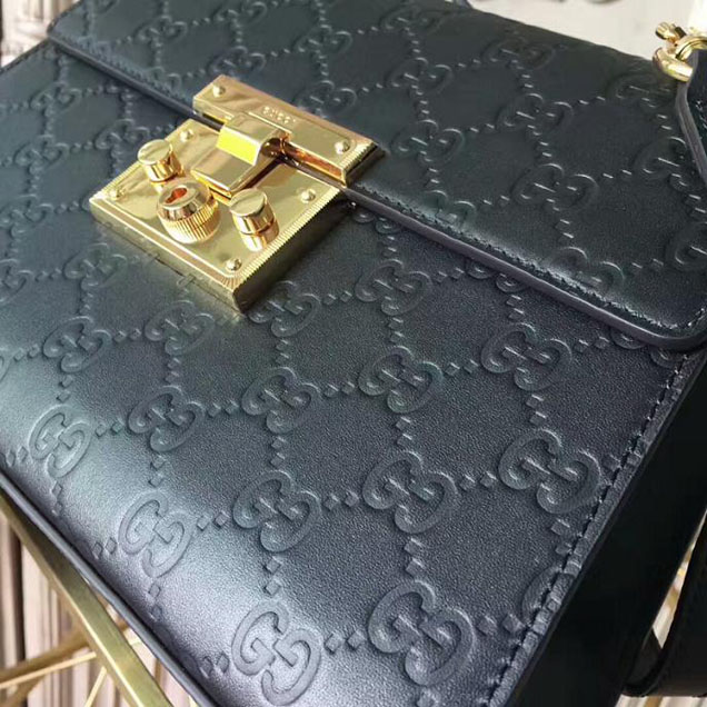 Gucci Padlock Gucci Signature Top Handle Bag 453188 Black