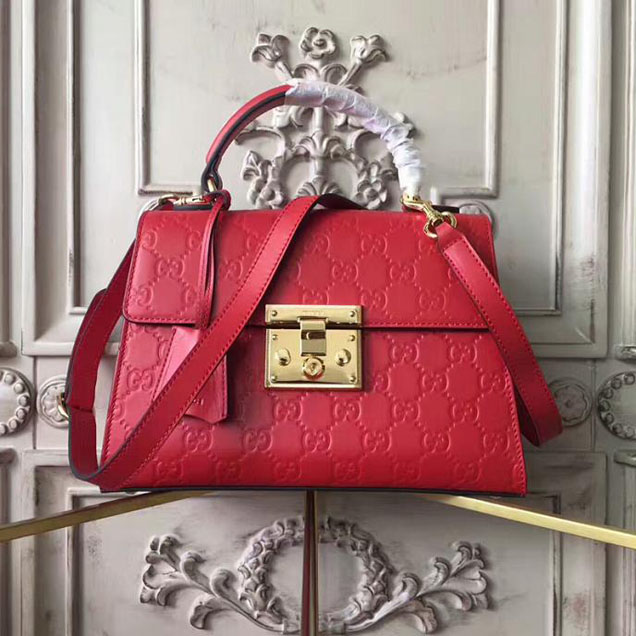 Gucci Padlock Gucci Signature Top Handle Bag 453188 Red