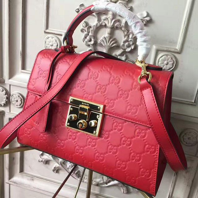 Gucci Padlock Gucci Signature Top Handle Bag 453188 Red