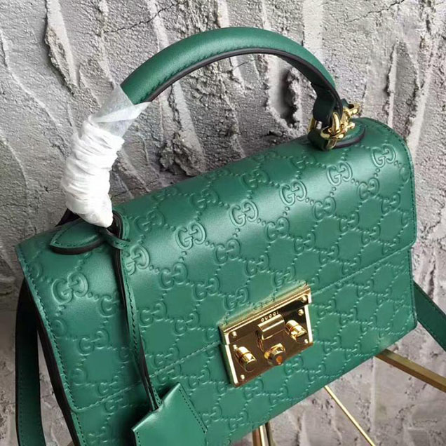Gucci Padlock Gucci Signature Top Handle Bag 453188 Green