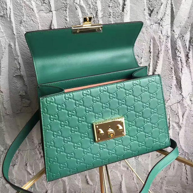 Gucci Padlock Gucci Signature Top Handle Bag 453188 Green