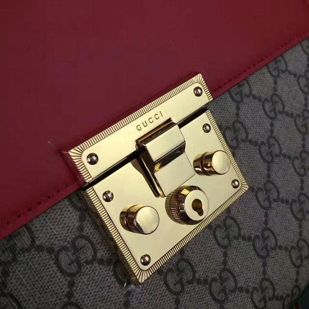 Gucci Padlock GG Supreme Top Handle Bag 453188 Red