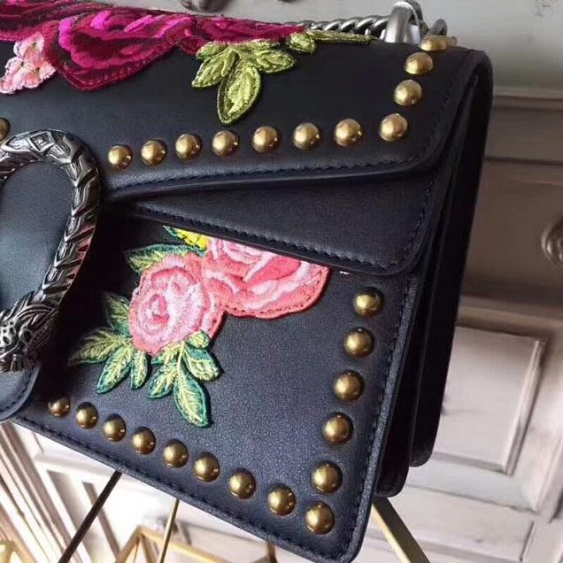 Gucci Dionysus Small Shoulder Bag 400249 28cm Black Leather