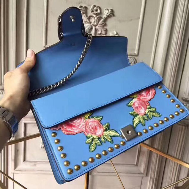 Gucci Dionysus Small Shoulder Bag 400249 28cm Black Leather Blue