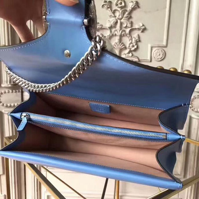 Gucci Dionysus Small Shoulder Bag 400249 28cm Black Leather Blue