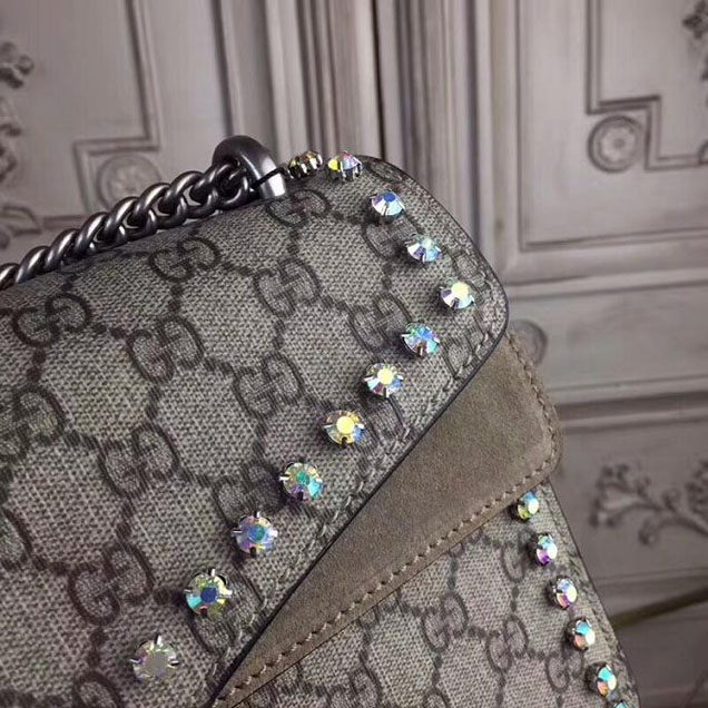 Gucci Dionysus GG Small Crystal Shoulder Bag 400249 27.5cm Beige