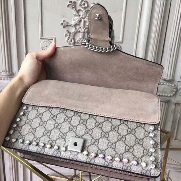 Gucci Dionysus GG Small Crystal Shoulder Bag 400249 27.5cm Beige