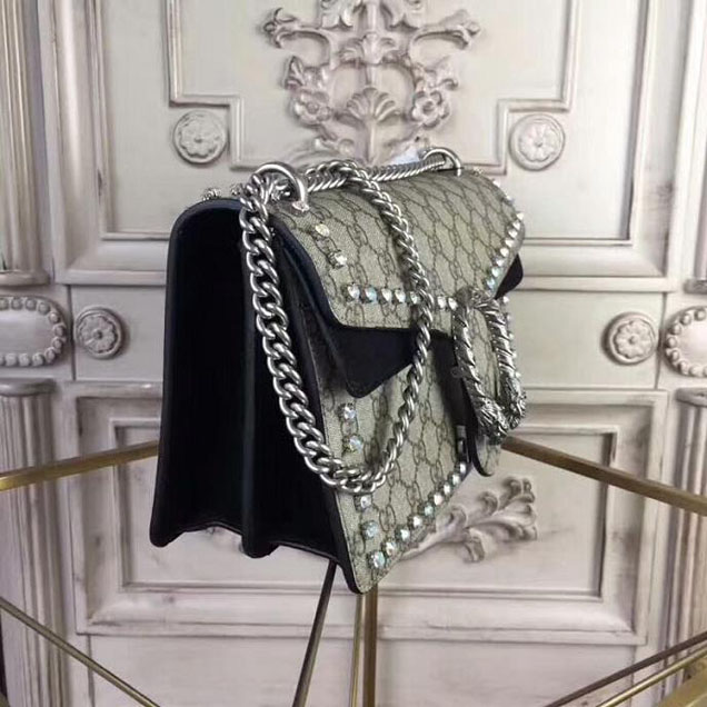 Gucci Dionysus GG Small Crystal Shoulder Bag 400249 27.5cm Black