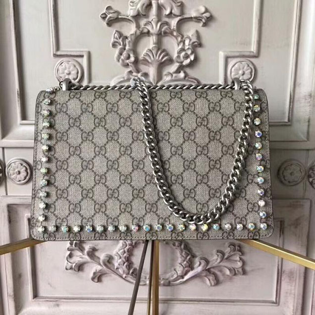 Gucci Dionysus GG Small Crystal Shoulder Bag 400249 27.5cm Black