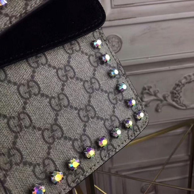 Gucci Dionysus GG Small Crystal Shoulder Bag 400249 27.5cm Black