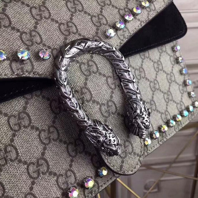 Gucci Dionysus GG Small Crystal Shoulder Bag 400249 27.5cm Black