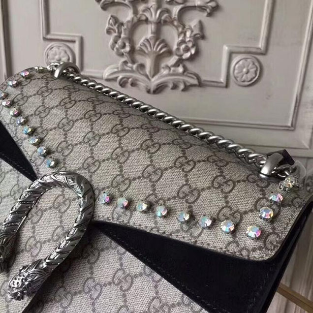 Gucci Dionysus GG Small Crystal Shoulder Bag 400249 27.5cm Black