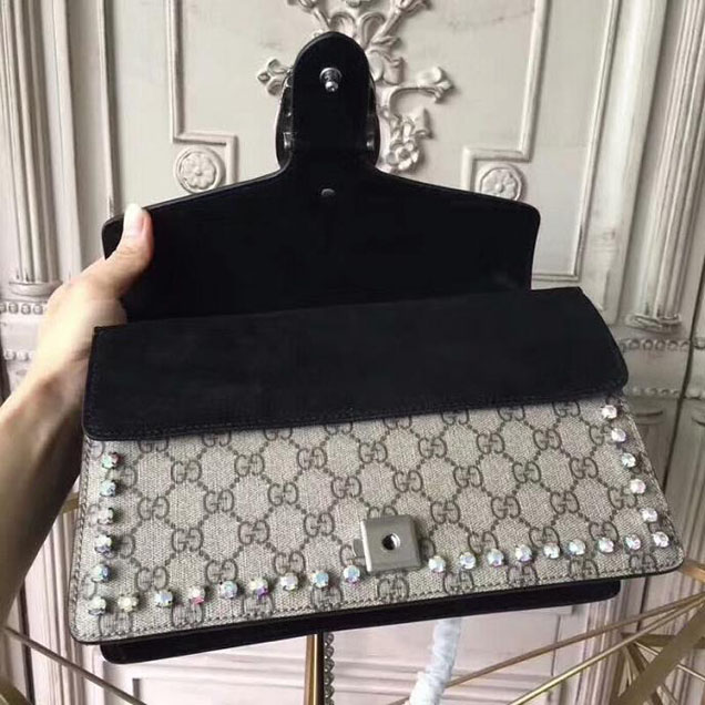 Gucci Dionysus GG Small Crystal Shoulder Bag 400249 27.5cm Black