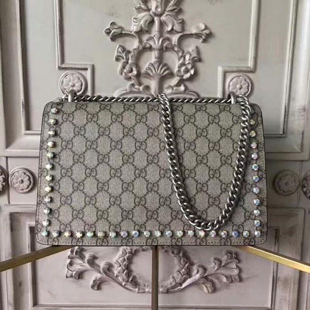 Gucci Dionysus GG Small Crystal Shoulder Bag 400249 27.5cm Pink