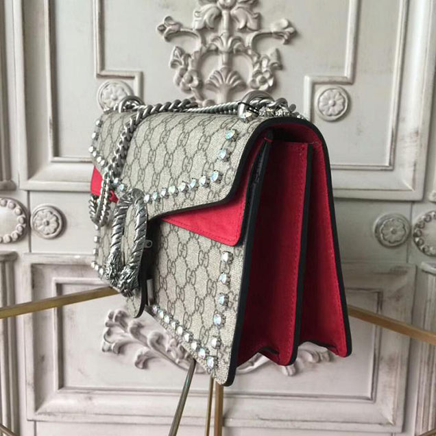 Gucci Dionysus GG Small Crystal Shoulder Bag 400249 27.5cm Red