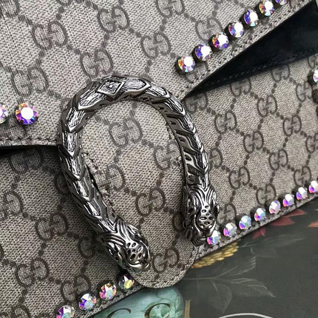 Gucci Dionysus GG Small Crystal Shoulder Bag 400249 28cm Black