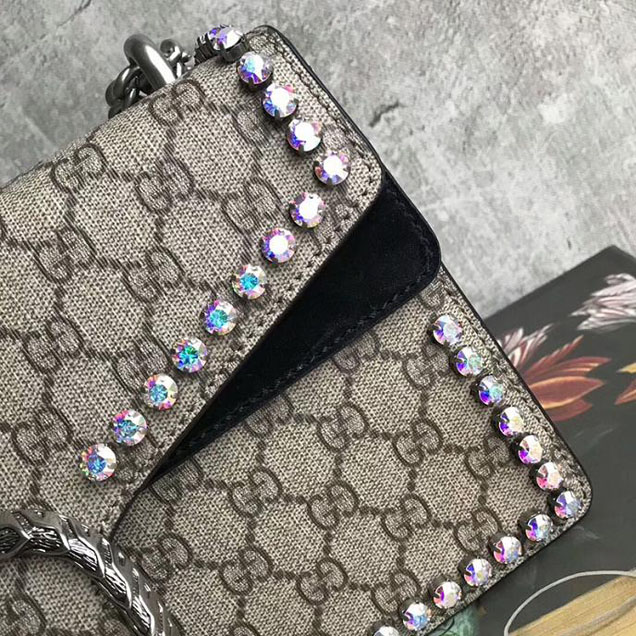 Gucci Dionysus GG Small Crystal Shoulder Bag 400249 28cm Black