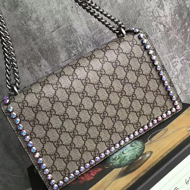 Gucci Dionysus GG Small Crystal Shoulder Bag 400249 28cm Black