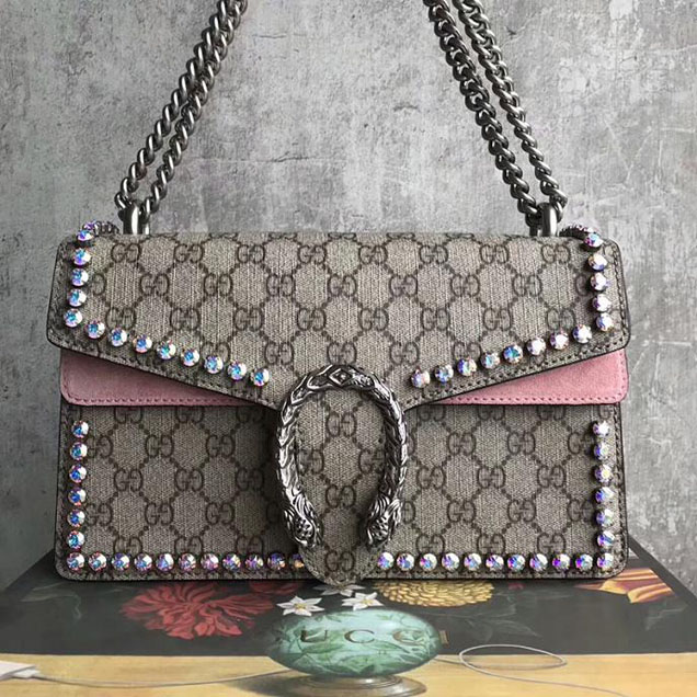 Gucci Dionysus GG Small Crystal Shoulder Bag 400249 28cm Pink
