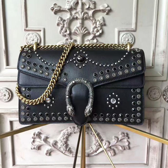 Gucci Dionysus Small Studded Shoulder Bag 400249 28cm Black