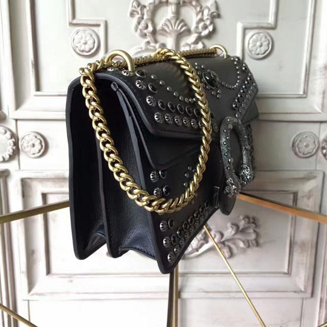 Gucci Dionysus Small Studded Shoulder Bag 400249 28cm Black