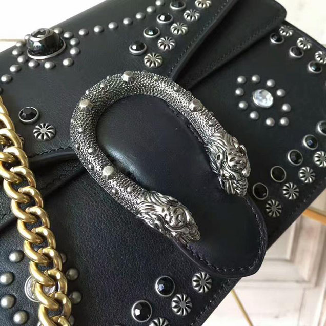 Gucci Dionysus Small Studded Shoulder Bag 400249 28cm Black