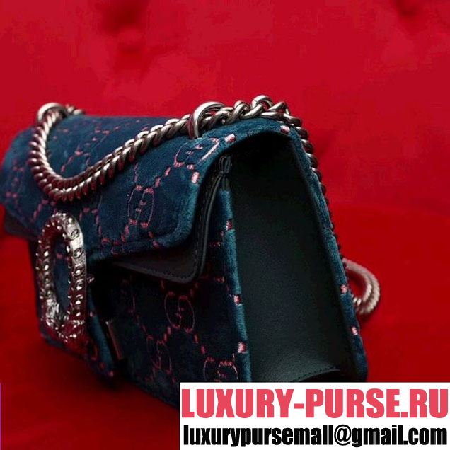 Gucci Dionysus GG Velvet Small Shoulder Bag 499623 Blue 2018 (2A010-8010525 )