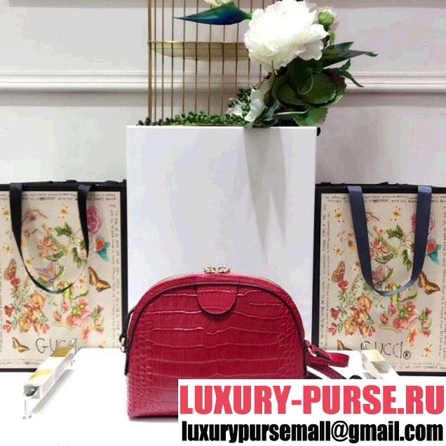Gucci Ophidia Crocodile Pattern Small Shoulder Bag 499621 Red 2018 (SPM-8010523 )