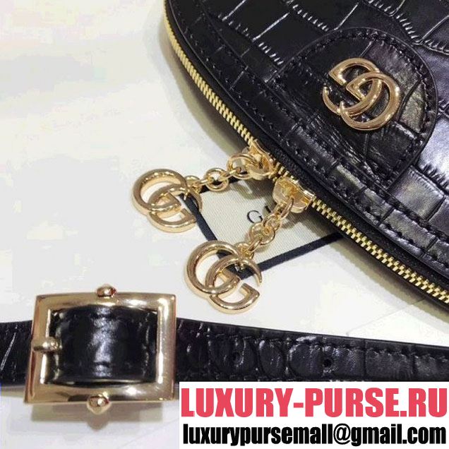 Gucci Ophidia Crocodile Pattern Small Shoulder Bag 499621 Black 2018 (SPM-8010522 )