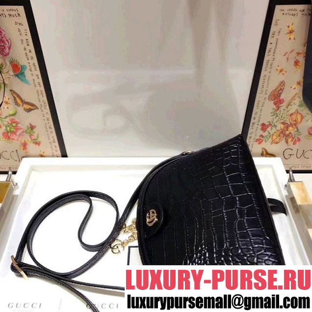 Gucci Ophidia Crocodile Pattern Small Shoulder Bag 499621 Black 2018 (SPM-8010522 )