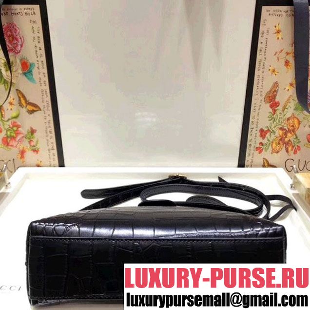 Gucci Ophidia Crocodile Pattern Small Shoulder Bag 499621 Black 2018 (SPM-8010522 )