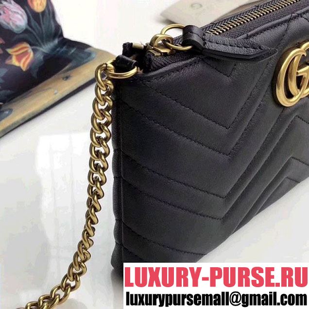 Gucci GG Marmont Mini Chain Bag 443447 Black (XYS-8010537 )