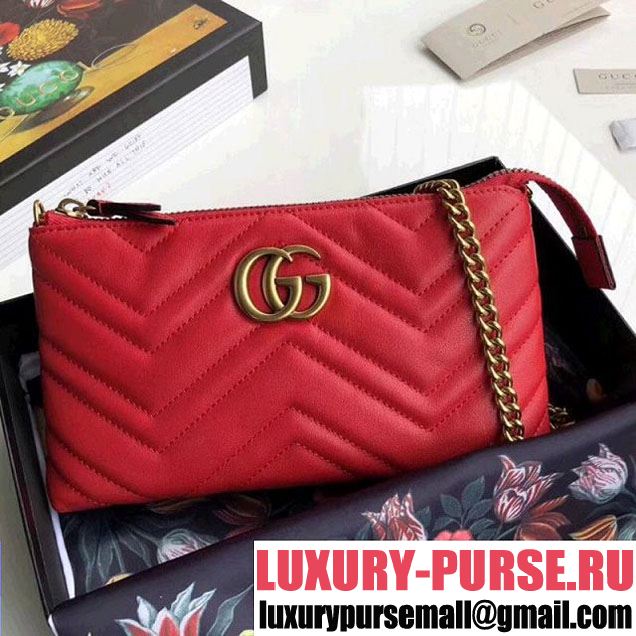 Gucci GG Marmont Mini Chain Bag 443447 Red (MH-8010536 )