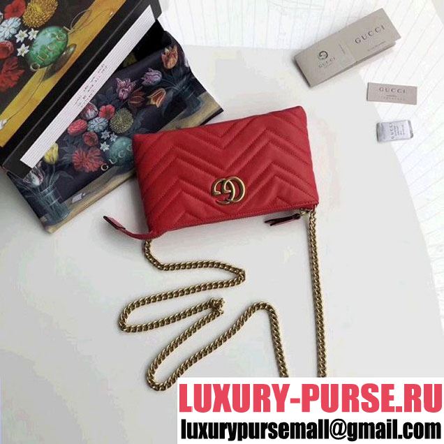 Gucci GG Marmont Mini Chain Bag 443447 Red (MH-8010536 )