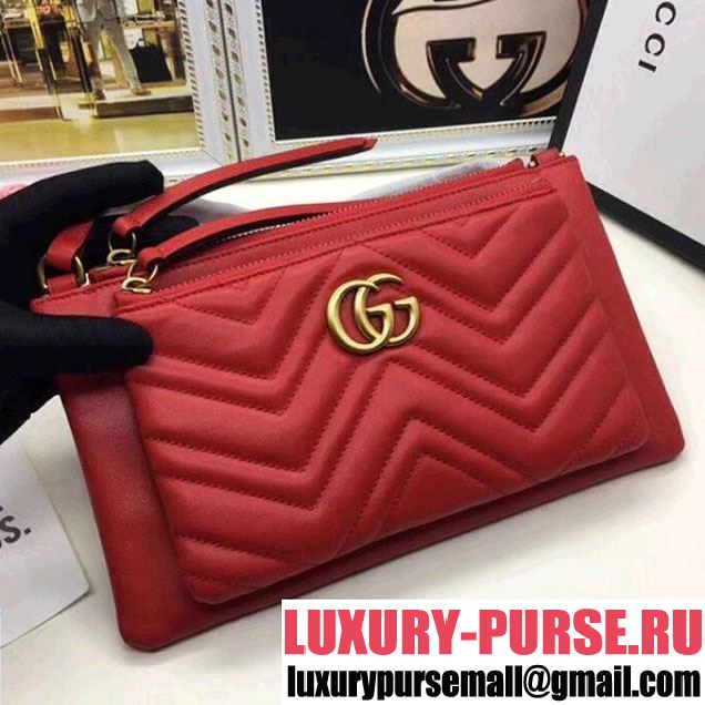 Gucci GG Marmont Double Mini Chain Bag 453878 Red (MH-8010533 )